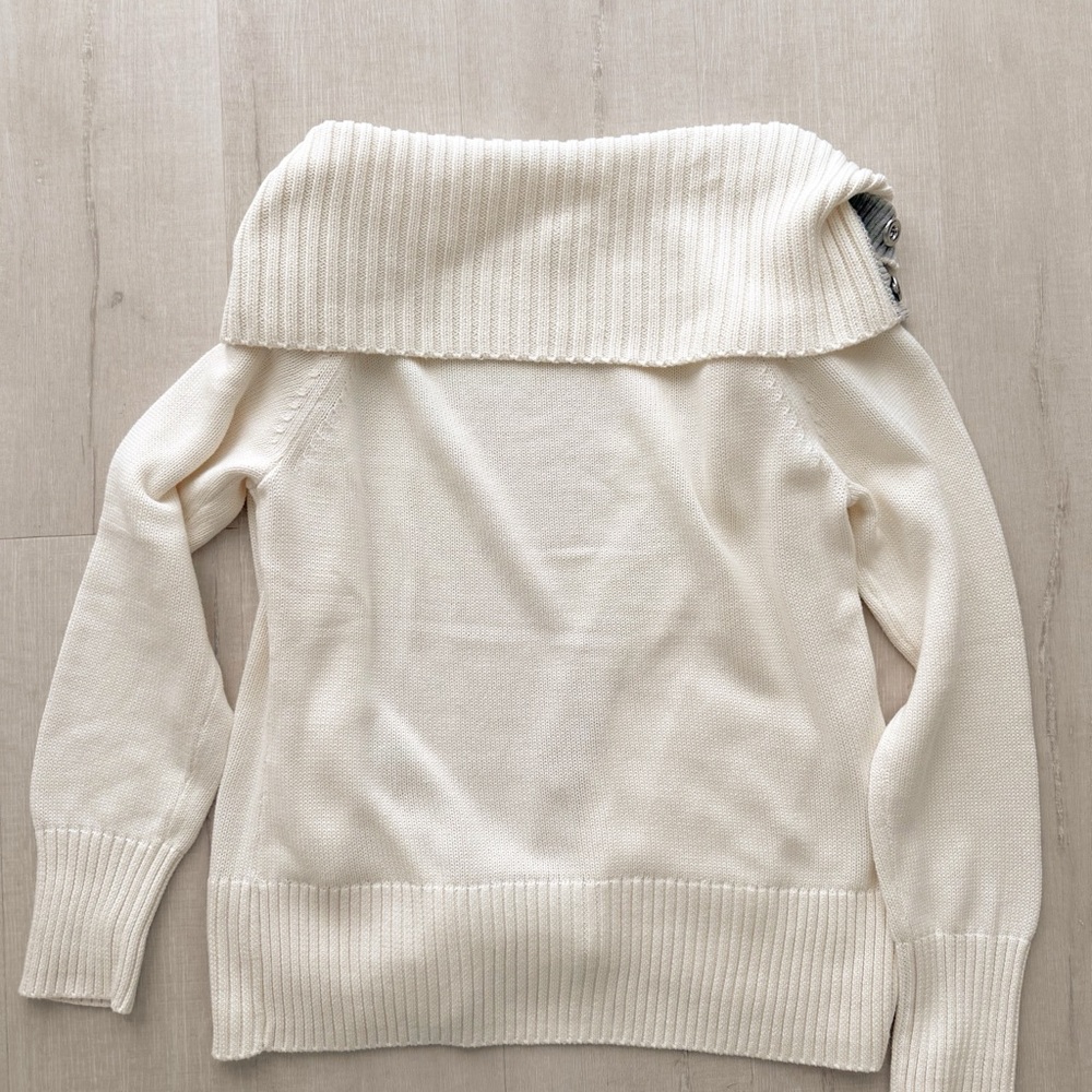 NWT Banana Republic Cream Button-Up Sweater 100% Cotton - Picture 3 of 5